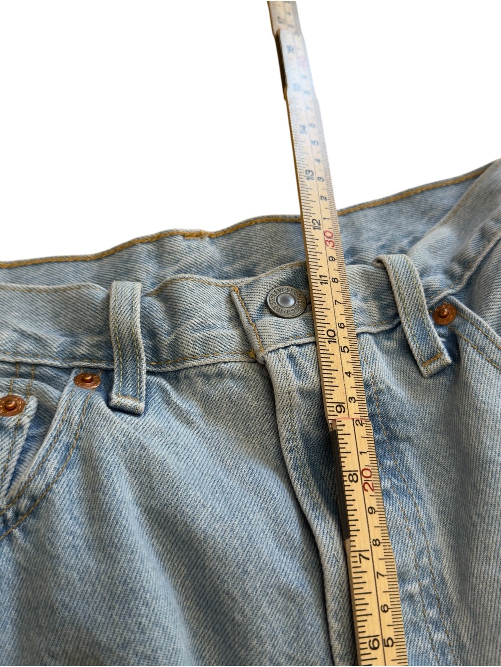Levis Premium 501 Big E Cropped Jeans Womens 30 Light Wash Straight Leg Denim - Picture 14 of 15